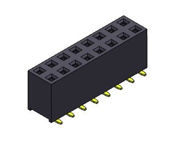 Θηλυκός συνδετήρας 2.54mm επιγραφών διπλός ΤΎΠΟΣ υπόλοιπου κόσμου SMT - 2 *2PIN σε 2*40PIN H=7.10mm
