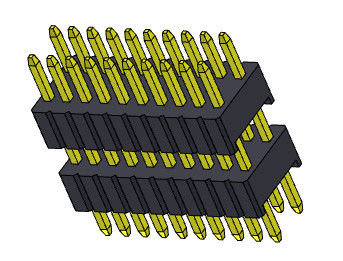 Συνδετήρας 1.27mm ευθύς τύπος 1.27*2.54mm 2*2PIN επιγραφών καρφιτσών σωρών υπόλοιπου κόσμου Serise διπλός σε 1*40PIN SQ0.46mm