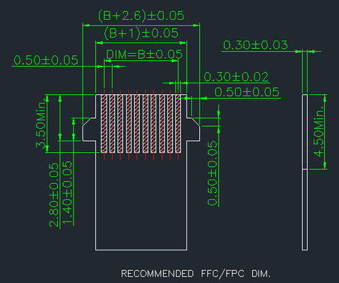 Στροφή 0,5mm Fpc Connector 4 Pin To 68 Pin Δεξιά Γωνία 90° Εύκολο στο Smt Τύπος H 2.55mm